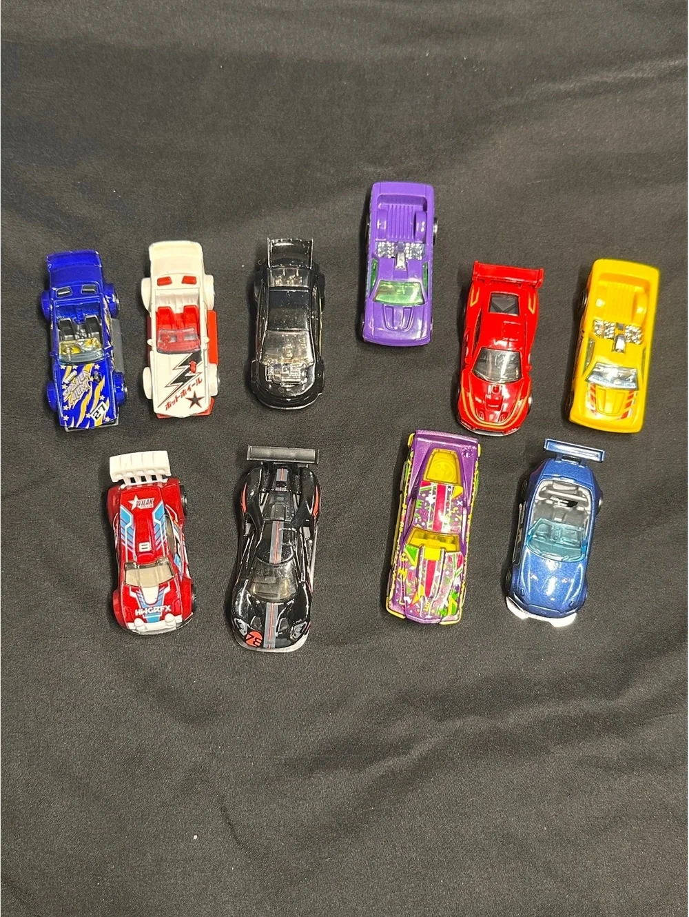 Lot of 10 Hot Wheels Diecast Toy Cars - Mixed Colors and Styles